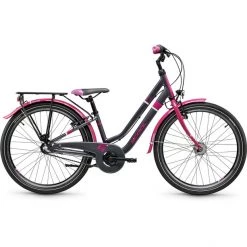 Scool Vélos Enfant 24 Pouces ChiX Twin 24-3S Enfant, Gris/rose